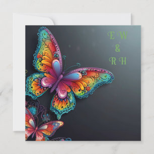 Whimsical Butterfly Romance bruiloft uitnodiging