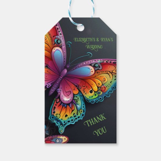 Whimsical Butterfly Romance bruiloft uitnodiging Cadeaulabel (Voorkant)