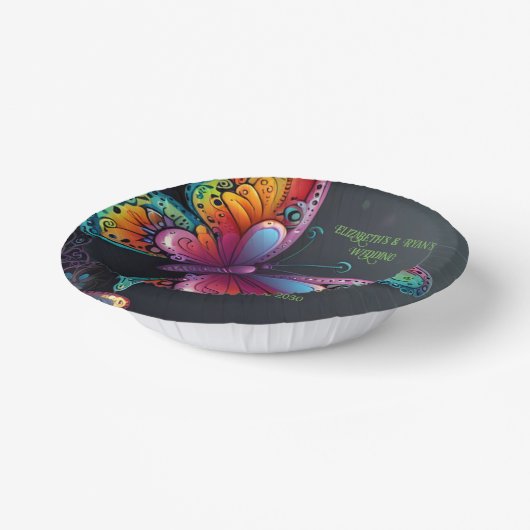 Whimsical Butterfly Romance bruiloft uitnodiging Papieren Kommen (Gebogen)