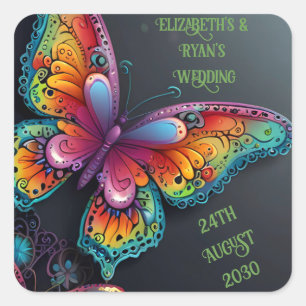 Whimsical Butterfly Romance bruiloft uitnodiging Vierkante Sticker