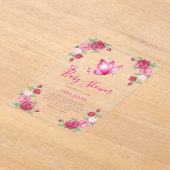 Whimsical Butterfly & Rose Baby Shower Acryl Uitnodigingen (Laagn)