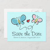 Whimsical Butterfly save the date bruiloft briefka Aankondigingskaart (Voorkant / Achterkant)