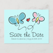 Whimsical Butterfly save the date bruiloft briefka Aankondigingskaart (Voorkant)