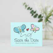 Whimsical Butterfly save the date bruiloft briefka Aankondigingskaart (Staand voorkant)