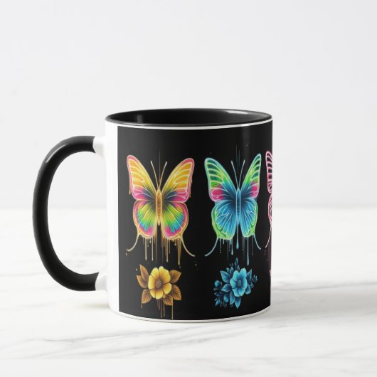 Whimsical Butterfly Symphony: levendige kleuren Mok (Links)
