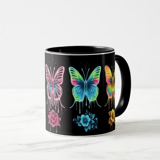 Whimsical Butterfly Symphony: levendige kleuren Mok (Voorkant rechts)