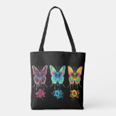 Whimsical Butterfly Symphony: levendige kleuren Tote Bag (Achterkant)