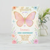 Whimsical Butterfly Verjaardag Uitnodiging (Staand voorkant)