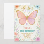Whimsical Butterfly Verjaardag Uitnodiging (Voorkant / Achterkant)