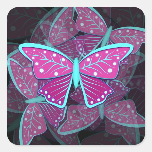 Whimsical Butterfly Vierkante Sticker (Voorkant)