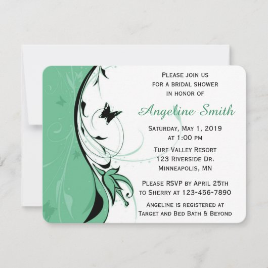 Whimsical Butterfly | Vrijgezellenfeest van groene Kaart (Voorkant)