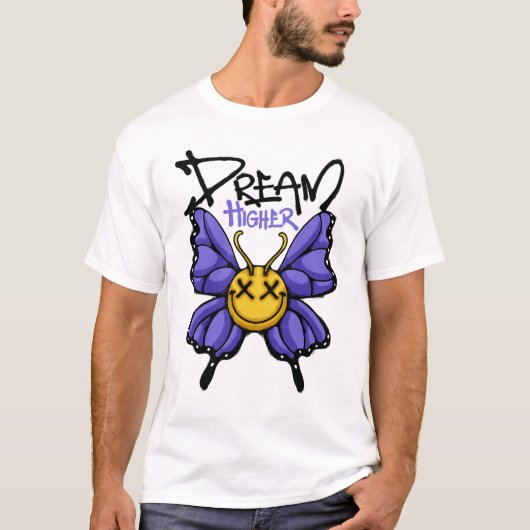 Whimsical Butterfly With Smile Streetwear T-shirt (Voorkant)