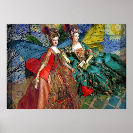 Whimsical Butterfly Women Gemini Blue Collage Poster (Voorkant)
