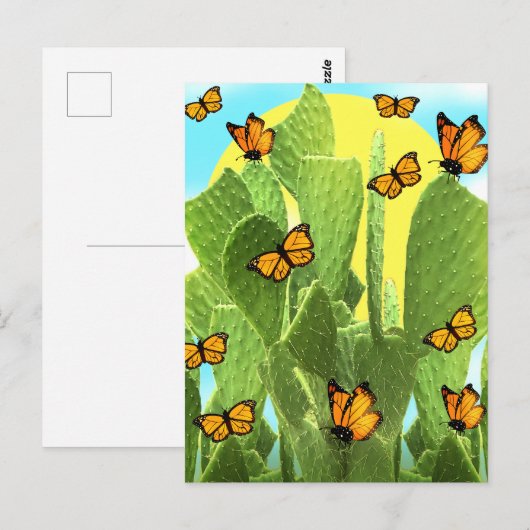 Whimsical Cactus And Butterflies Briefkaart (Voorkant / Achterkant)