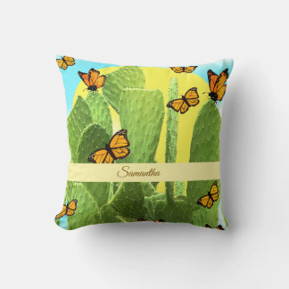 Whimsical Cactus And Butterflies Kussen