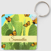 Whimsical Cactus And Butterflies Sleutelhanger (Achterkant)