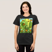 Whimsical Cactus And Butterflies Tri-Blend Shirt (Voorkant volledig)