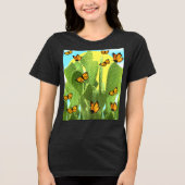 Whimsical Cactus And Butterflies Tri-Blend Shirt (Voorkant)