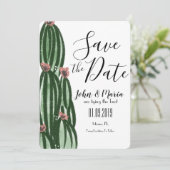 Whimsical Cactus Artsy Save the Date Kaart (Staand voorkant)