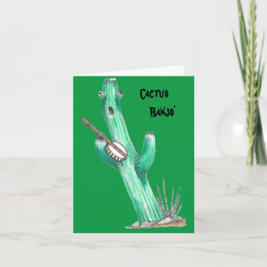 Whimsical Cactus die Banjo's Funny Card speelt Kaart (Voorkant)