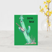 Whimsical Cactus die Banjo's Funny Card speelt Kaart (Gele Bloem)
