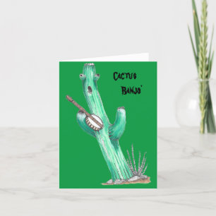 Whimsical Cactus die Banjo's Funny Card speelt Kaart