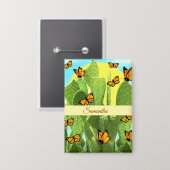 Whimsical Cactus En Vlinders Button (Voorkant / Achterkant)