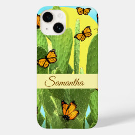 Whimsical Cactus En Vlinders Case-Mate iPhone 14 Hoesje