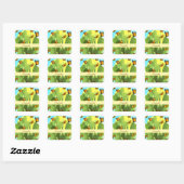 Whimsical Cactus En Vlinders Vierkante Sticker (Vel)