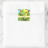 Whimsical Cactus En Vlinders Vierkante Sticker (Tas)