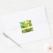 Whimsical Cactus En Vlinders Vierkante Sticker (Envelop)