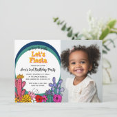 Whimsical Cactus Floral Modern Fiesta Kind Verjaar Kaart (Staand voorkant)