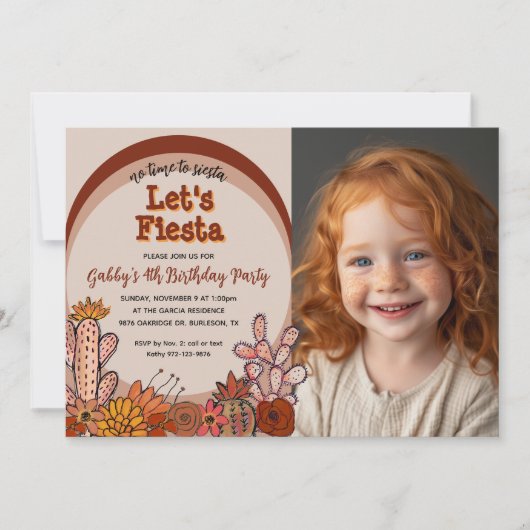 Whimsical Cactus Flowers Retro Fiesta Kind Verjaar Kaart (Voorkant)