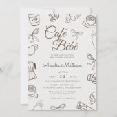 Whimsical Cafe Bebe Brown Baby Shower Kaart (Voorkant)