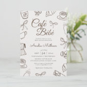 Whimsical Cafe Bebe Brown Baby Shower Kaart (Staand voorkant)