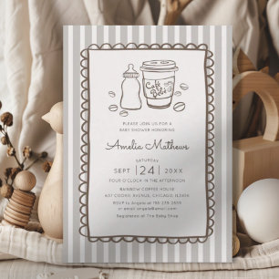 Whimsical Cafe Bebe Strepen Baby Shower Kaart
