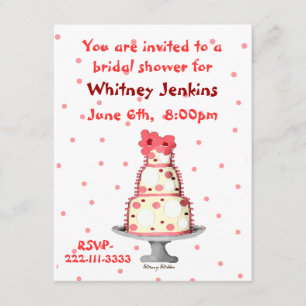 Whimsical Cake Bridal Shower Invitation Kaart