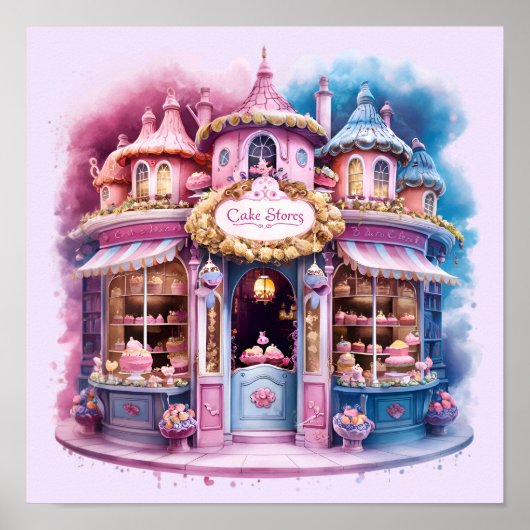 Whimsical Cake Shop Mijn Kleine Prinses Taarten Poster (Voorkant)