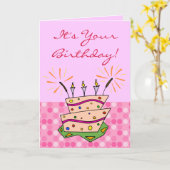 Whimsical Cake Sparklers Kaarsen Gelukkige Verjaar Kaart (Gele Bloem)