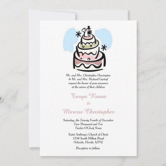 Whimsical Cake Vertical 5x7 Weddenschap Kaart (Voorkant)