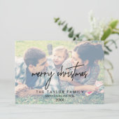 Whimsical Calligraphy | 2 Faded kerstfoto's Feestdagenkaart (Staand voorkant)