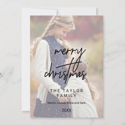 Whimsical Calligraphy | 2 Faded kerstfoto's Feestdagenkaart (Voorkant)