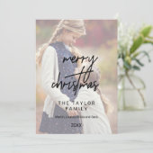 Whimsical Calligraphy | 2 Faded kerstfoto's Feestdagenkaart (Staand voorkant)