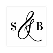 Whimsical Calligraphy Ampersand Wedding Monogram Zelfinktende Stempel (Design)