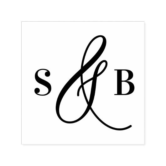 Whimsical Calligraphy Ampersand Wedding Monogram Zelfinktende Stempel (Design)
