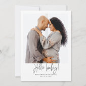 Whimsical Calligraphy Baby shower Hallo baby Kaart (Achterkant)