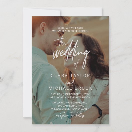 Whimsical Calligraphy Bedekking the Wedding of Kaart (Voorkant)