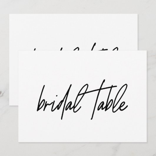 Whimsical Calligraphy Bridal Table Wedding Sign Bedankkaart (Voorkant / Achterkant)