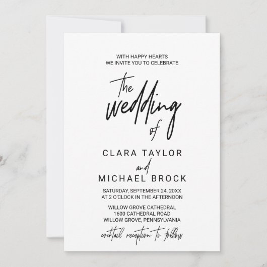 Whimsical Calligraphy | Cocktail Reception Weddens Kaart (Voorkant)