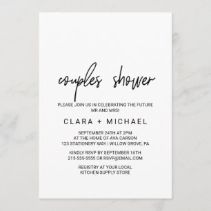 Whimsical Calligraphy Couples Shower Kaart